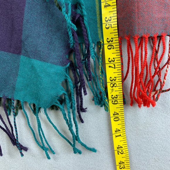 **SOLD**Vintage Ralph Lauren Skirt Womens 12 Wool Plaid Fringe Long Wrap Red - Picture 9 of 16